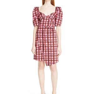 BAUM UND PFERDGARTEN Women 32 US 2 Arvia Dress Pink Plaid Mini Asymmetrical NEW
